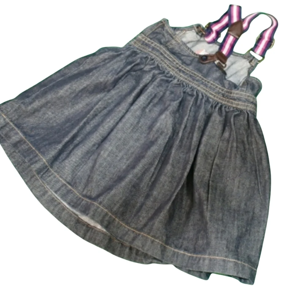 Rocawear Toddler Denim Dress with Pink and White Straps Size 3T - Picture 2 of 4